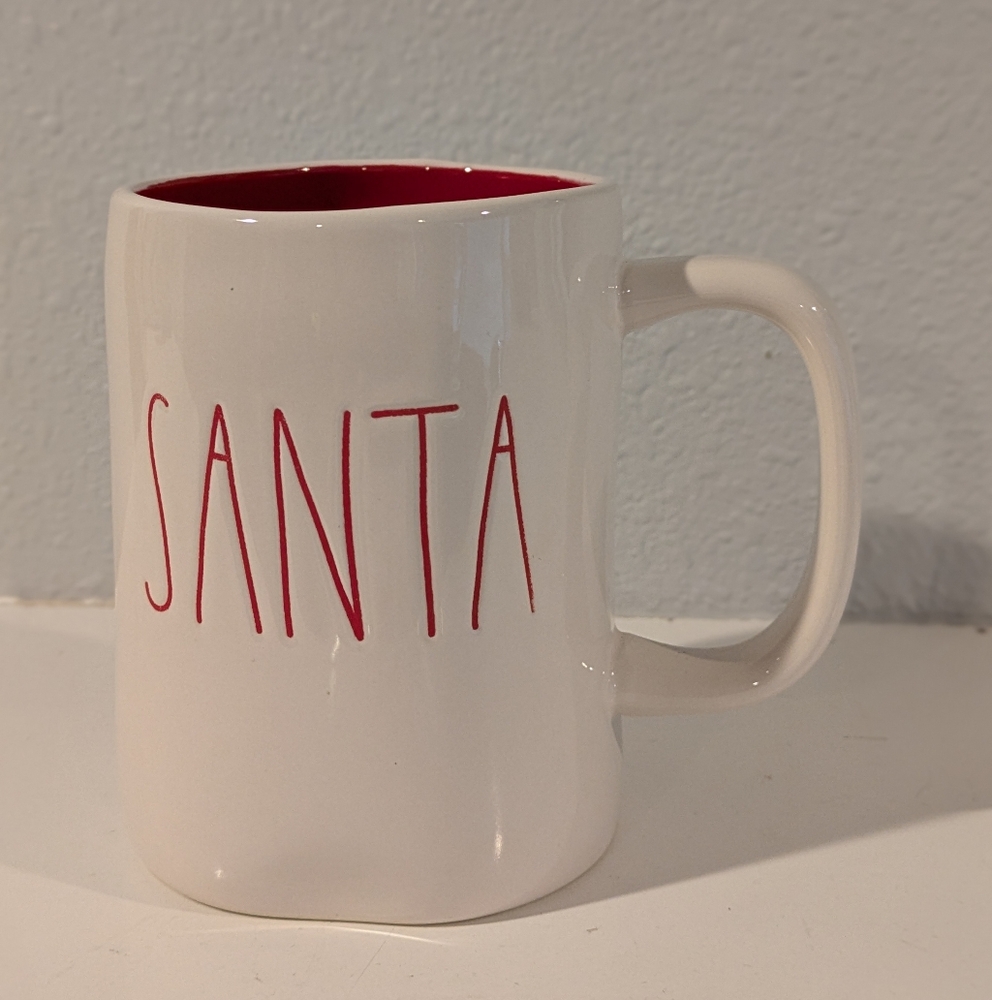 Rae Dunn White and Red Santa Mug